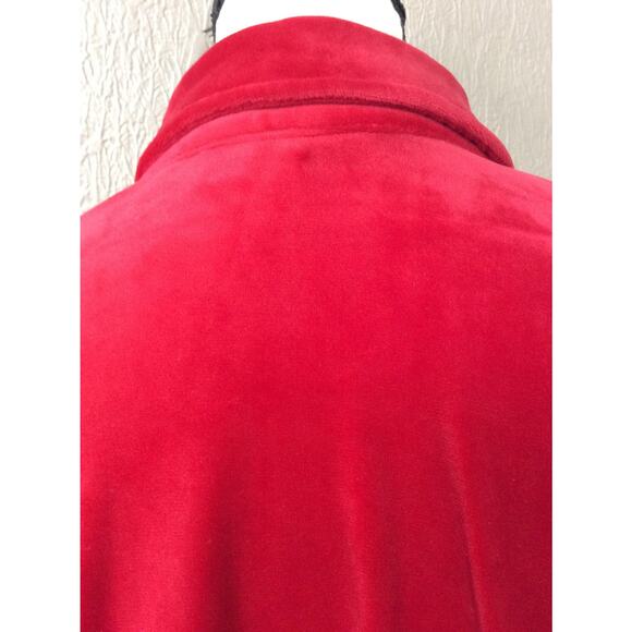 Woman Within Women's Velvet Velour Button Up Shirt Top Red Long Sleeves 14-16/M - Picture 10 of 13